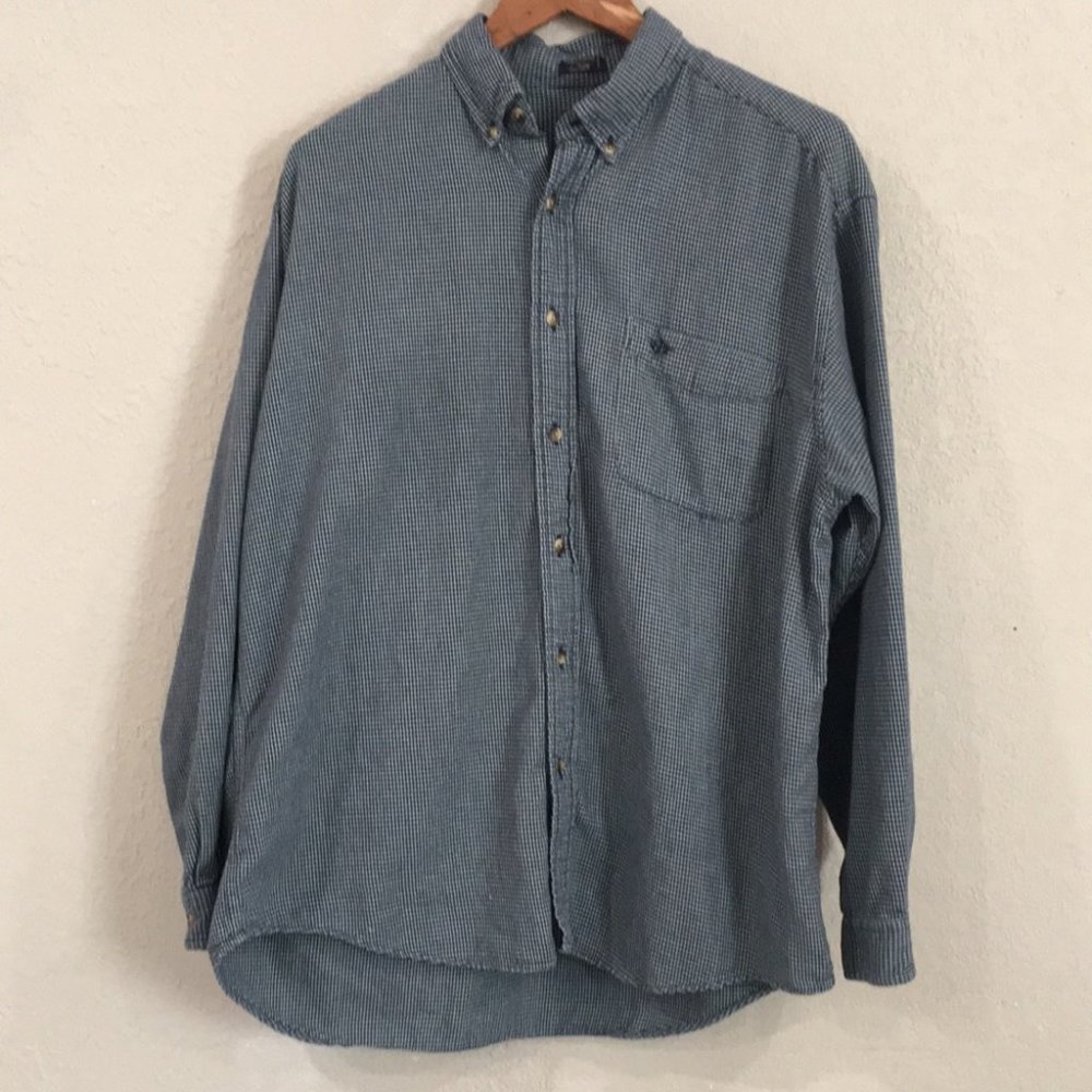 Dockers Mens Sz L Flannel Button Up Shirt Houndstooth 100% Cotton